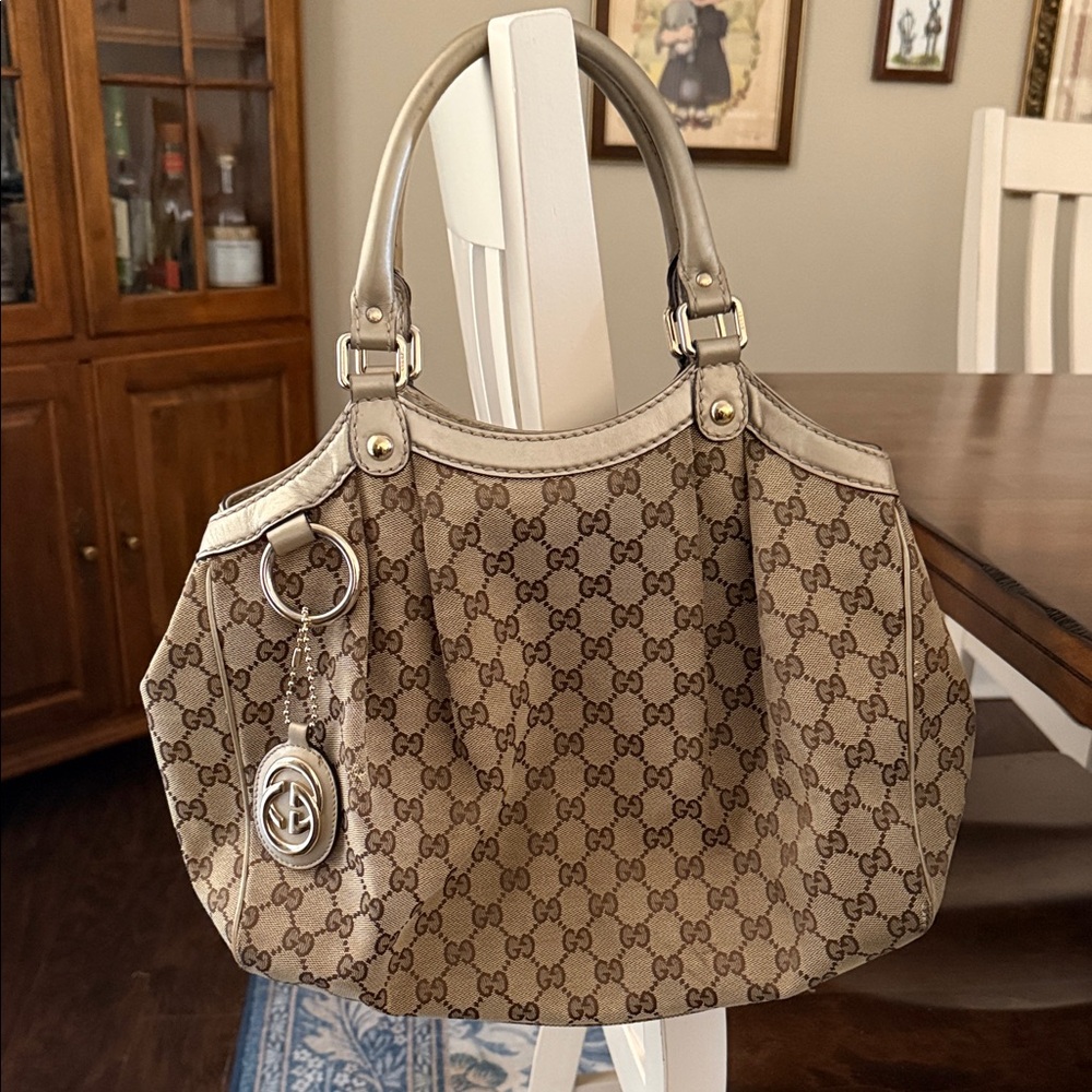 Gucci Monogram Canvas Sukey Medium Tote - Authentic